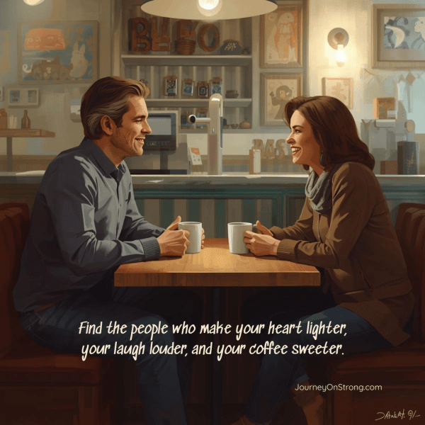 Find the people who make your heart lighter, your laugh louder, and your coffee sweeter.